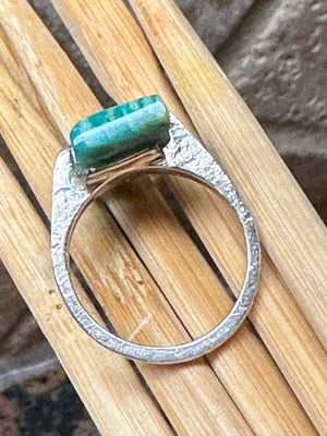 Natural Green Amazonite 925 Solid Sterling Silver Ring Size 7.5 - Natural Rocks by Kala