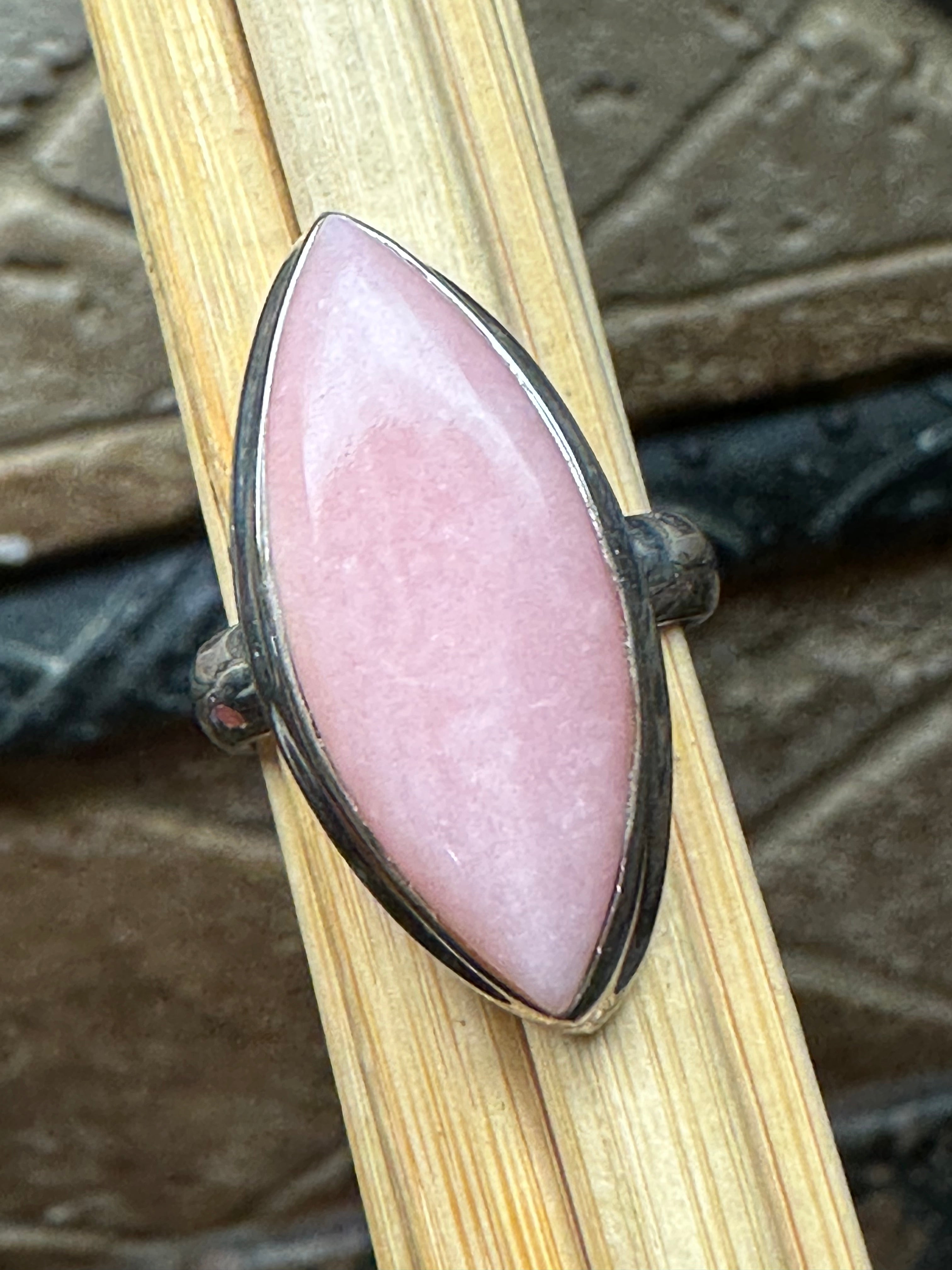 Natural Australian Pink Opal 925 Solid Sterling Silver Ring Size 7 - Natural Rocks by Kala