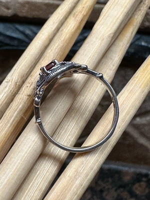 Natural Garnet 925 Soild Sterling Silver Wedding Ring Size 7 - Natural Rocks by Kala