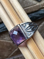 Natural 2ct Purple Amethyst 925 Solid Sterling Silver Men's Ring Size 8 - Natural Rocks by Kala
