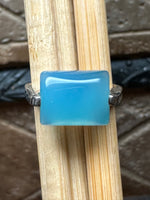 Natural Blue Chalcedony 925 Solid Sterling Silver Unisex Ring Size 7.5 - Natural Rocks by Kala