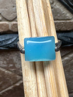 Natural Blue Chalcedony 925 Solid Sterling Silver Unisex Ring Size 7.5 - Natural Rocks by Kala