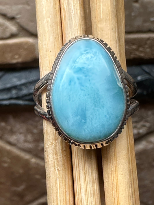 Natural Dominican Larimar 925 Sterling Silver Ring Size 7.75 - Natural Rocks by Kala
