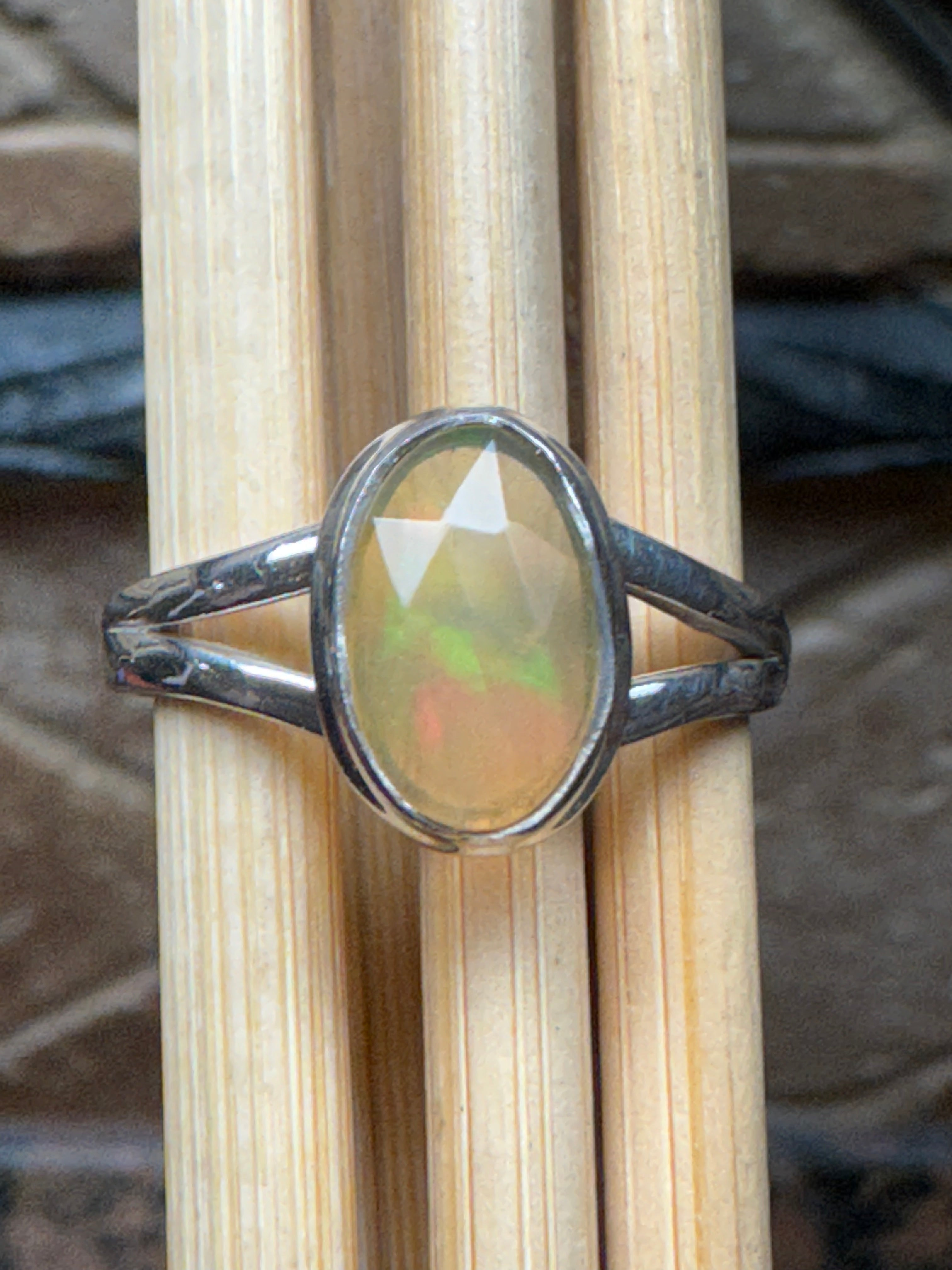 Natural Ethiopian Opal 925 Solid Sterling Silver Engagement Ring Size 9 - Natural Rocks by Kala