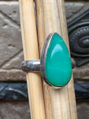 Natural Green Chrysoprase 925 Solid Sterling Silver Ring Size 7 - Natural Rocks by Kala