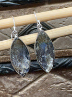 Natural Blue Labradorite 925 Sterling Silver Earrings 35mm - Natural Rocks by Kala