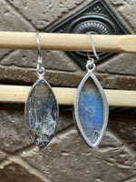 Natural Blue Labradorite 925 Sterling Silver Earrings 35mm - Natural Rocks by Kala