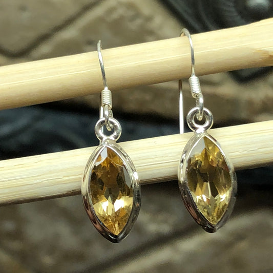 Natural 2ct Golden Citrine 925 Solid Sterling Silver Earrings 22mm - Natural Rocks by Kala