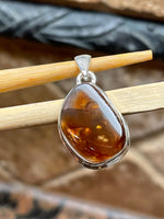 Genuine Mexican Fire Agate 925 Solid Sterling Silver Pendant 30mm - Natural Rocks by Kala