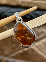 Genuine Mexican Fire Agate 925 Solid Sterling Silver Pendant 30mm - Natural Rocks by Kala
