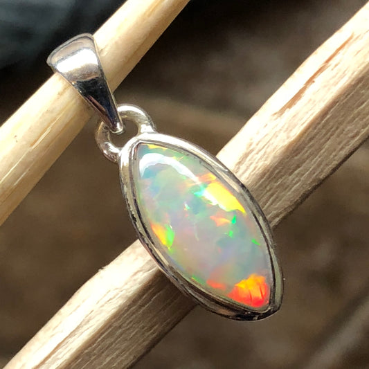 Natural Ethiopian Opal 925 Solid Sterling Silver Pendant 18mm - Natural Rocks by Kala