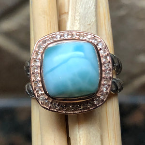 Natural Dominican Larimar 14k Rose Gold, 925 Solid Sterling Silver Ring Size 5, 6, 7, 8, 9 - Natural Rocks by Kala