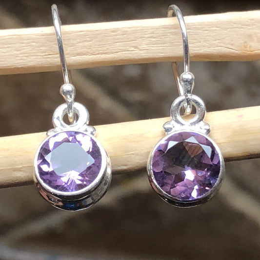 Natural 2ct Purple Amethyst 925 Solid Sterling Silver Earrings 25mm - Natural Rocks by Kala
