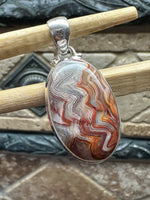 Natural Laguna Lace agate 925 Solid Sterling Silver Pendant 40mm