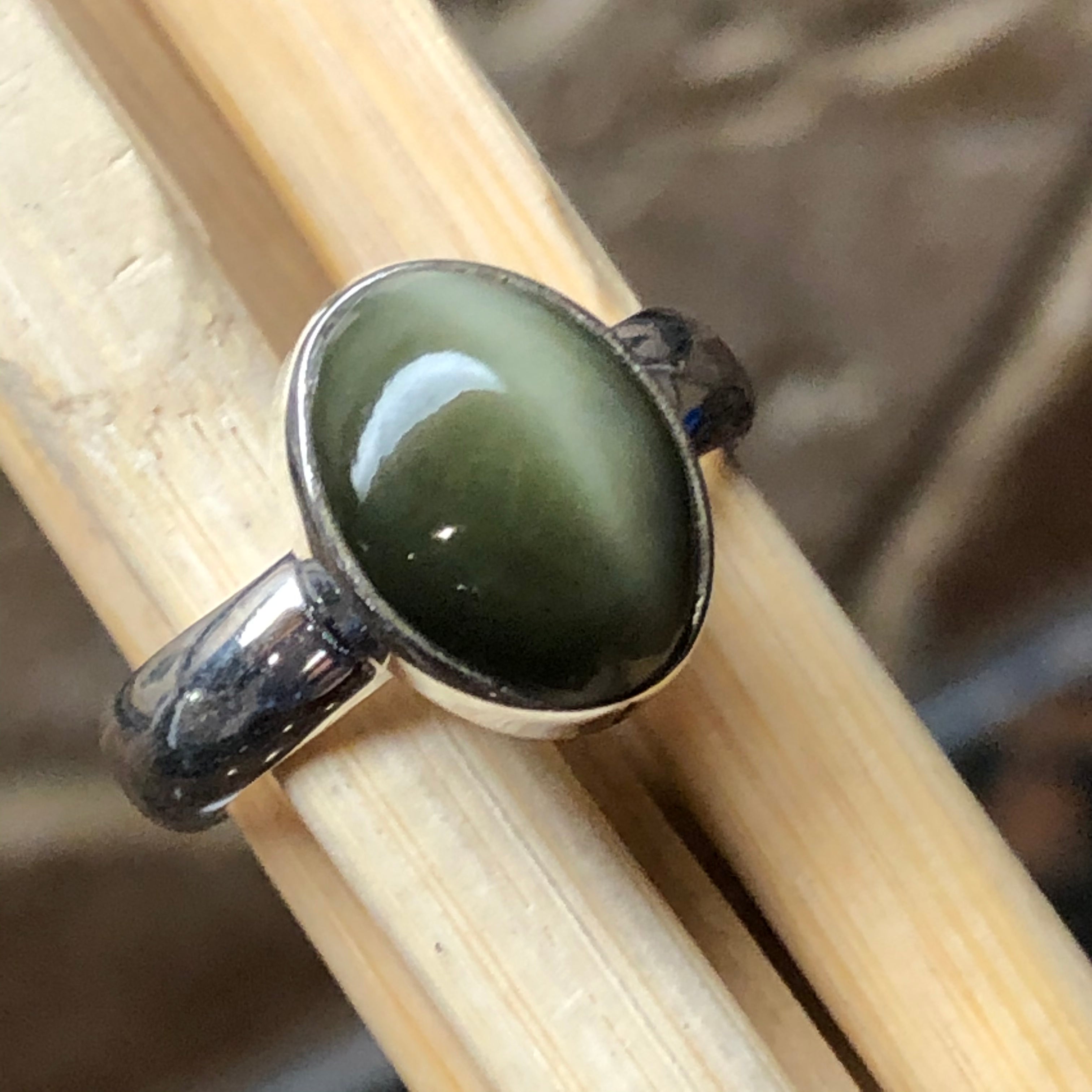 Natural Cat's Eye 925 Solid Sterling Silver Ring Size 5.75, 6, 6.75, 7, 8, 8.5, 8.75, 9, 9.25, 9.75, 10 - Natural Rocks by Kala