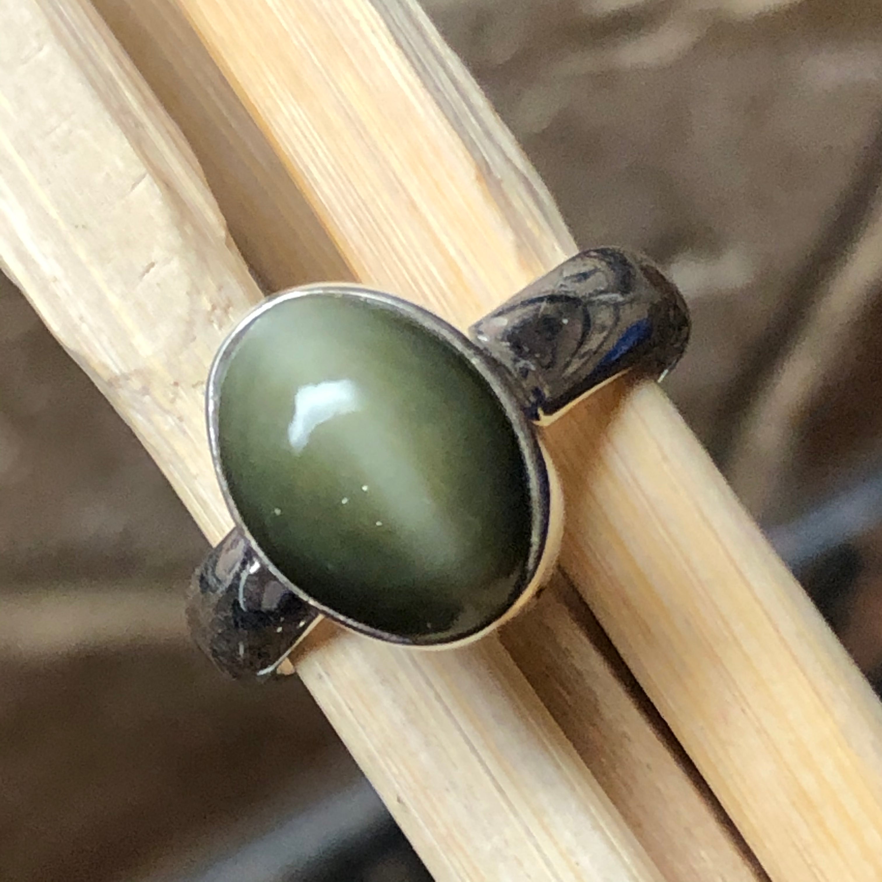 Natural Cat's Eye 925 Solid Sterling Silver Ring Size 6.75, 7, 8, 9.25 - Natural Rocks by Kala