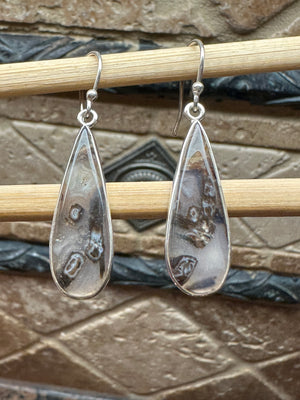 Natural Turkish stick and pseudomorph agate 925 Sterling Silver Earrings 40mm - Natural Rocks by Kala