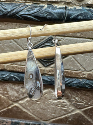Natural Turkish stick and pseudomorph agate 925 Sterling Silver Earrings 40mm - Natural Rocks by Kala