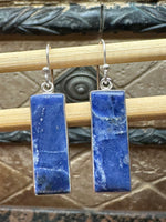 Genuine Blue Sodalite 925 Solid Sterling Silver Earrings 40mm - Natural Rocks by Kala