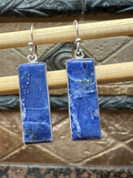 Genuine Blue Sodalite 925 Solid Sterling Silver Earrings 40mm - Natural Rocks by Kala