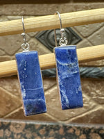 Genuine Blue Sodalite 925 Solid Sterling Silver Earrings 40mm - Natural Rocks by Kala