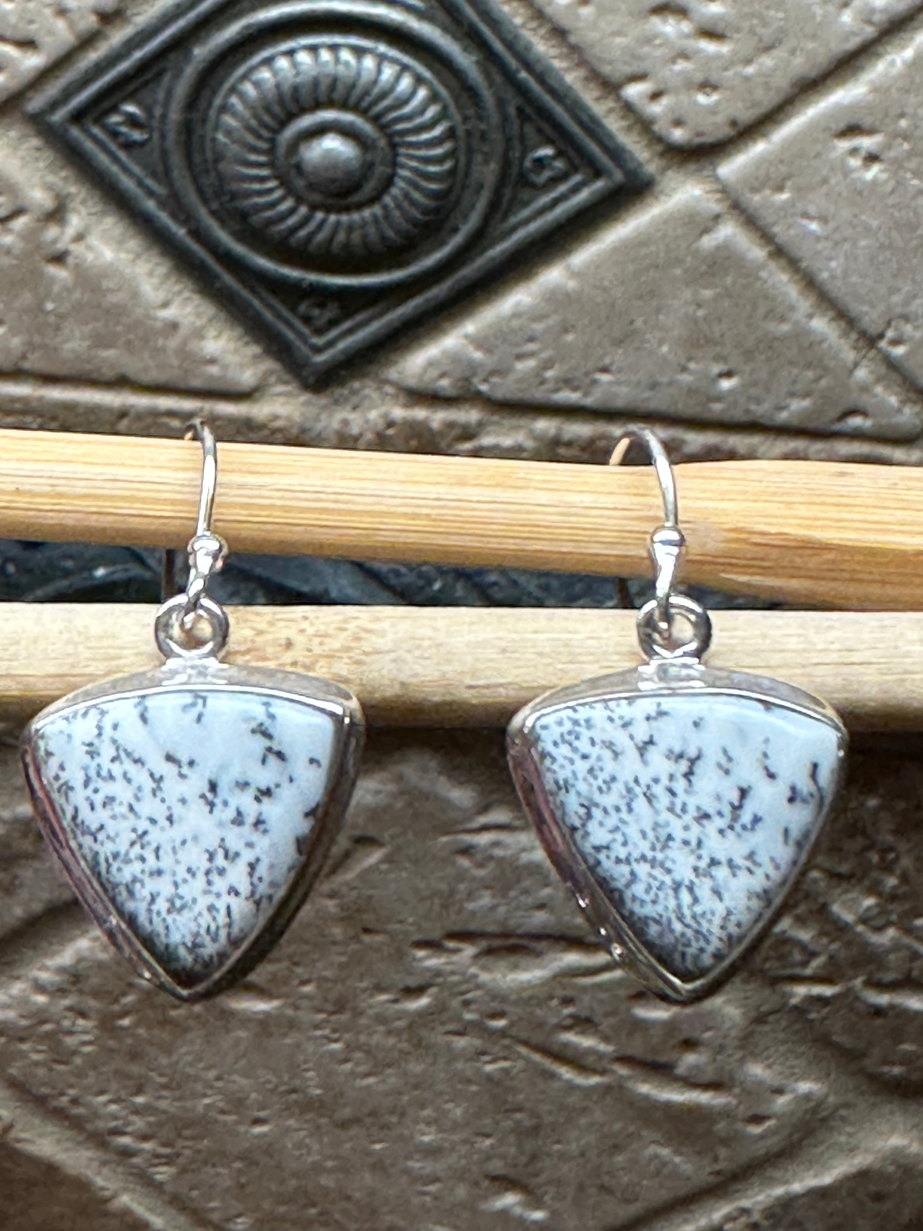 Natural Dentritic Agate 925 Solid Sterling Silver Earrings 25mm - Natural Rocks by Kala