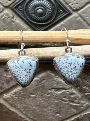 Natural Dentritic Agate 925 Solid Sterling Silver Earrings 25mm - Natural Rocks by Kala