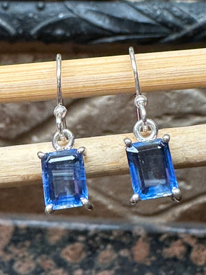 Natural Blue Kyanite 925 Solid Sterling Silver Earrings 25mm - Natural Rocks by Kala