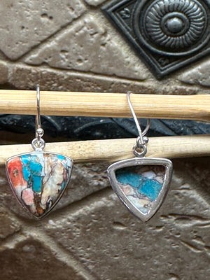 Gorgeous Spiny Oyster Arizona Turquoise 925 Solid Sterling Silver Earrings 25mm - Natural Rocks by Kala