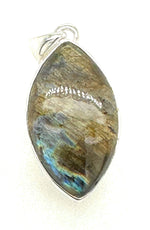 Natural Blue Labradorite 925 Sterling Silver Pendant 35mm - Natural Rocks by Kala
