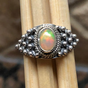 Genuine Ethiopian Opal 925 Solid Sterling Silver Engagement Ring Size 6, 7, 9 - Natural Rocks by Kala