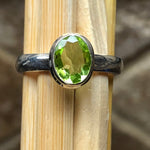 Natural 1.5ct Green Peridot 925 Solid Sterling Silver Engagement Ring Size 6.5, 7, 7.5, 8 - Natural Rocks by Kala