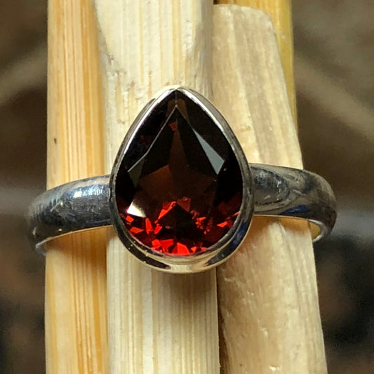 Natural 1.25ct Pyrope Garnet 925 Solid Sterling Silver Engagement Ring Size 6.5, 7 - Natural Rocks by Kala