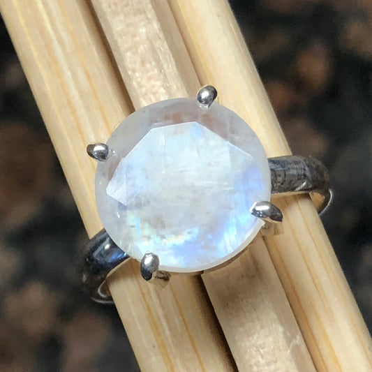 Natural Rainbow Moonstone 925 Solid Sterling Silver Ring Size 7, 7.5, 8 - Natural Rocks by Kala