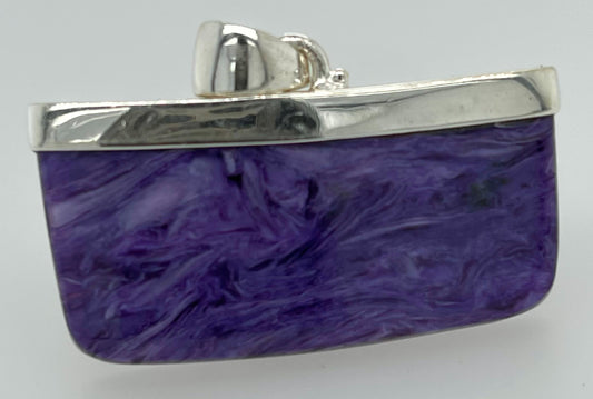 Natural Siberian Charoite 925 Solid Sterling Silver Pendant 25mm - Natural Rocks by Kala