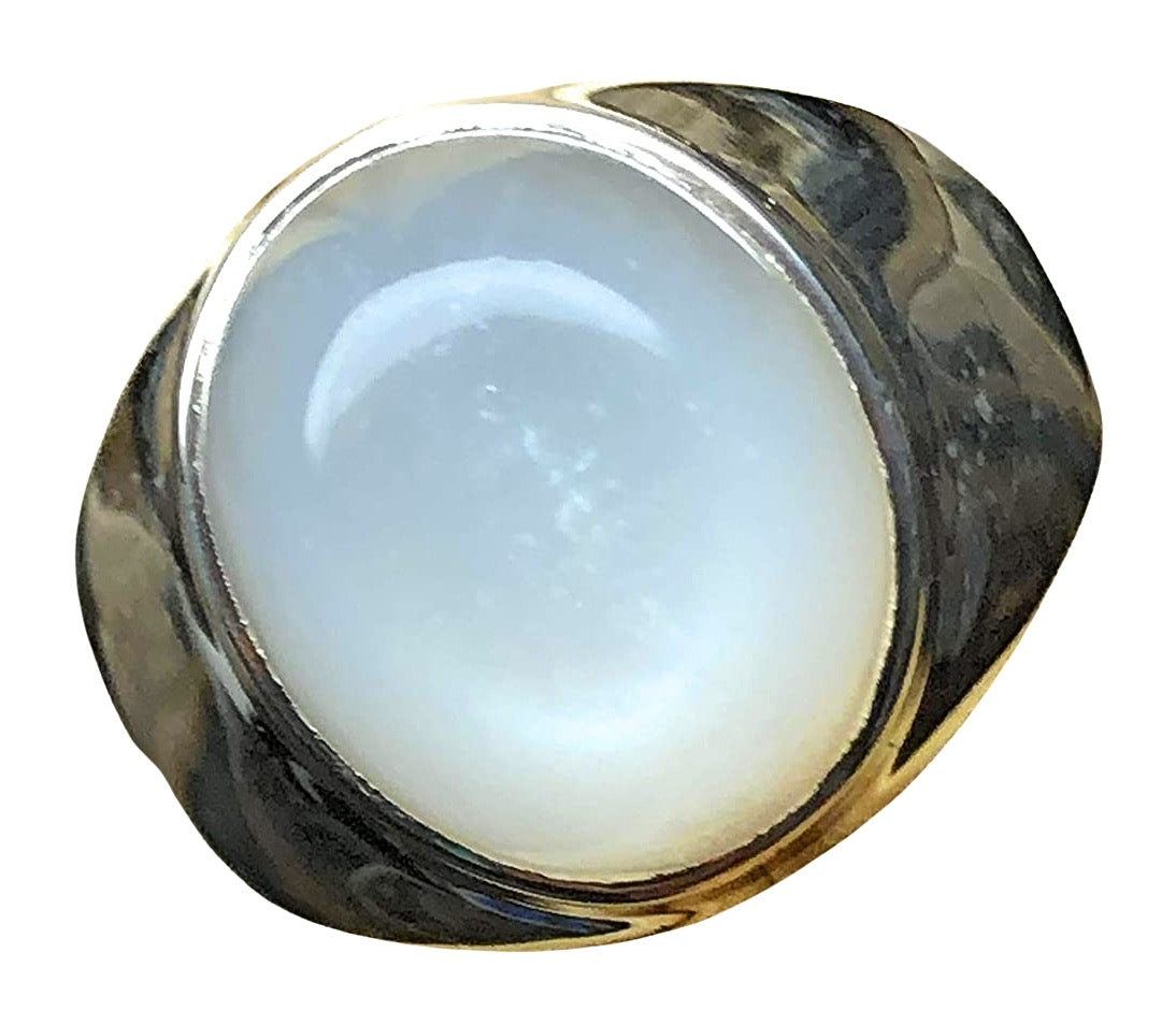 Natural Sri Lankan Moonstone 925 Solid Sterling Silver Men's Ring Size 9