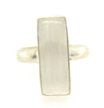 Genuine White Selenite 925 Solid Sterling Silver Ring Size 9