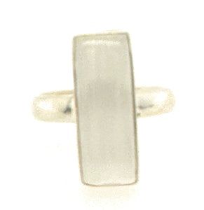 Genuine White Selenite 925 Solid Sterling Silver Ring Size 9 - Natural Rocks by Kala
