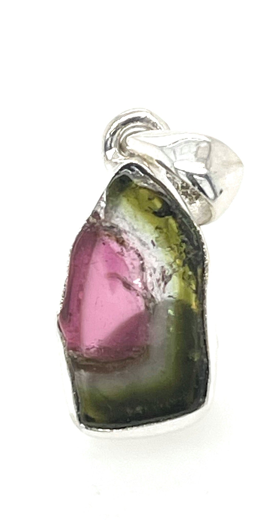 Natural Watermelon Tourmaline 925 Solid Sterling Silver Pendant 20mm - Natural Rocks by Kala