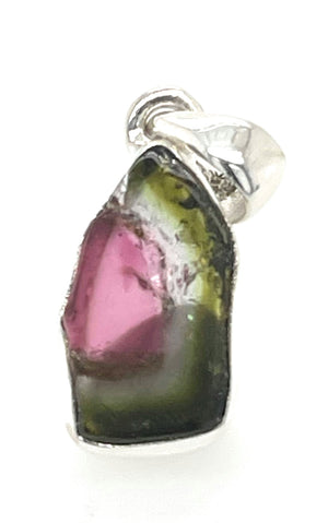 Natural Watermelon Tourmaline 925 Solid Sterling Silver Pendant 20mm - Natural Rocks by Kala