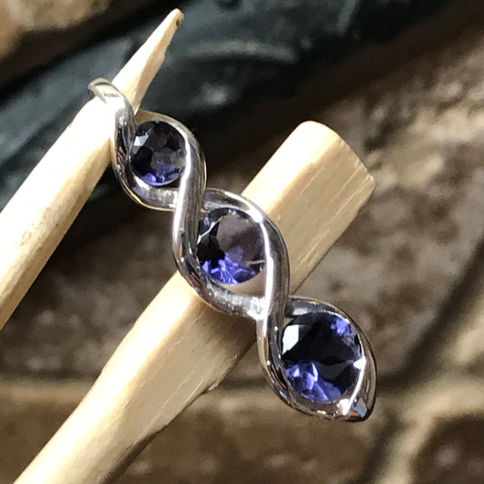 Natural 2ct Iolite 925 Solid Sterling Silver Pendant 28mm - Natural Rocks by Kala