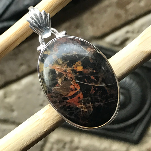 Genuine Australian Picasso Jasper 925 Solid Sterling Silver Pendant 35mm - Natural Rocks by Kala