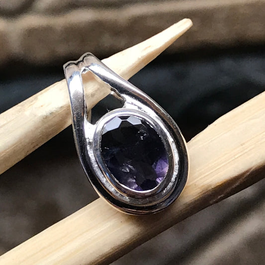 Natural 1ct Iolite 925 Solid Sterling Silver Pendant 15mm - Natural Rocks by Kala