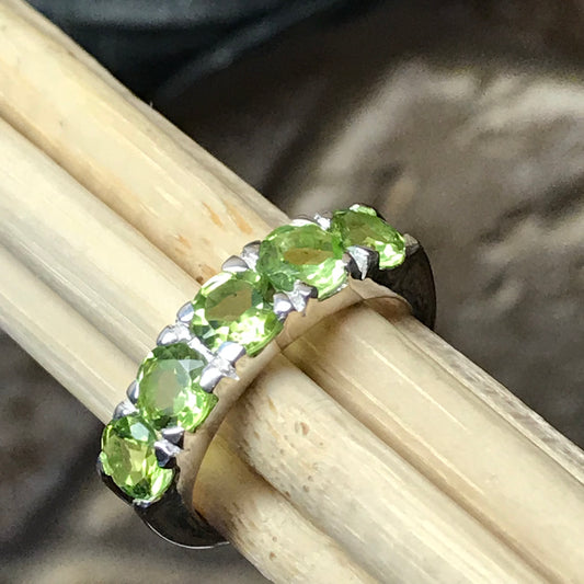 Natural 2.5ct Green Peridot 925 Solid Sterling Silver Ring Size 6, 7, 8, 9 - Natural Rocks by Kala