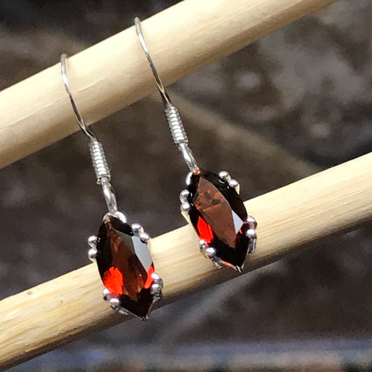 Natural 2ct Pyrope Garnet 925 Solid Sterling Silver Earrings 20mm - Natural Rocks by Kala