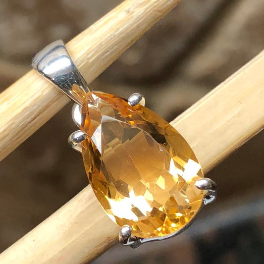 Natural 4ct Golden Citrine 925 Sterling Silver Pendant 20mm - Natural Rocks by Kala