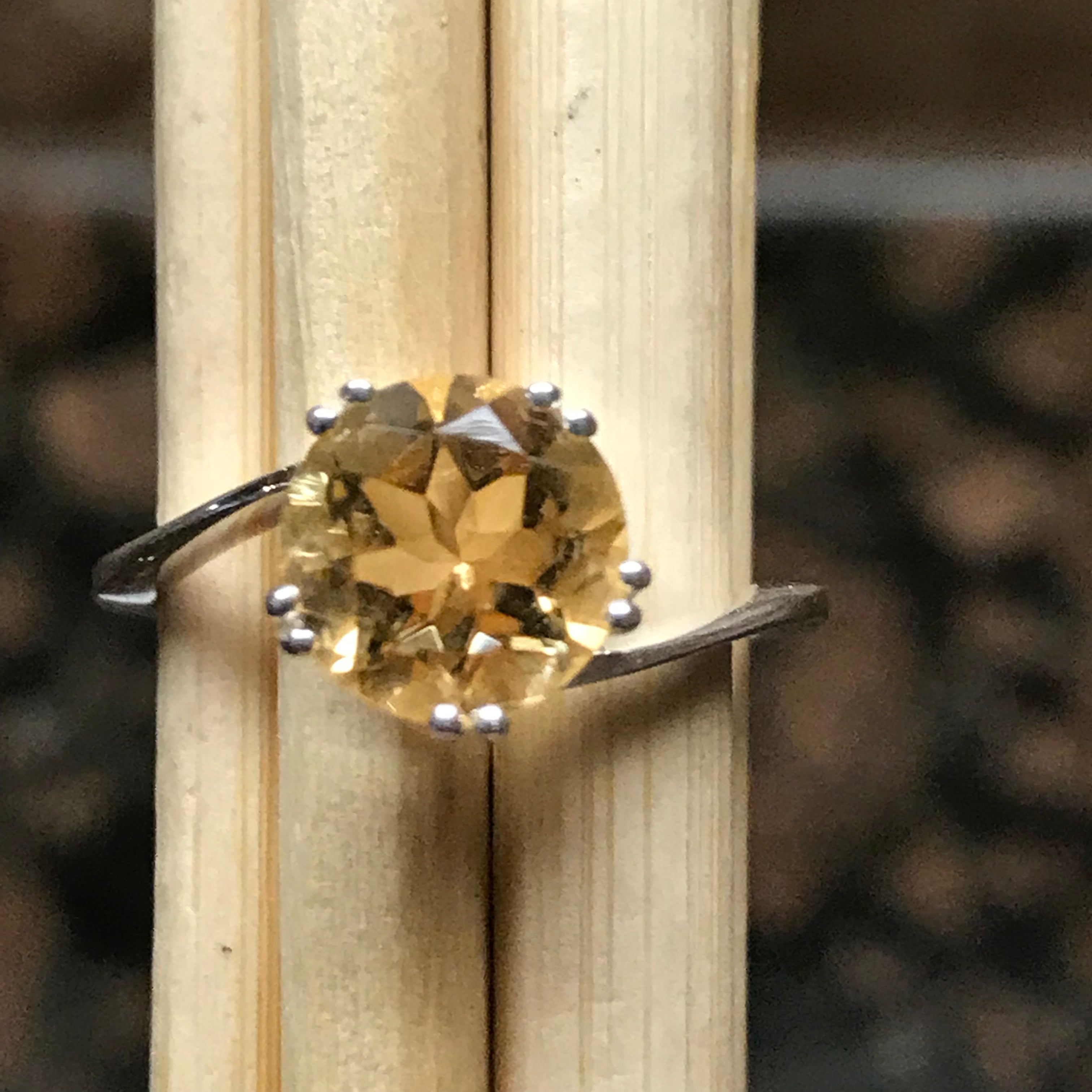 Natural 1.25ct Golden Citrine 925 Solid Sterling Silver Engagement Ring Size 6, 7, 8, 9 - Natural Rocks by Kala