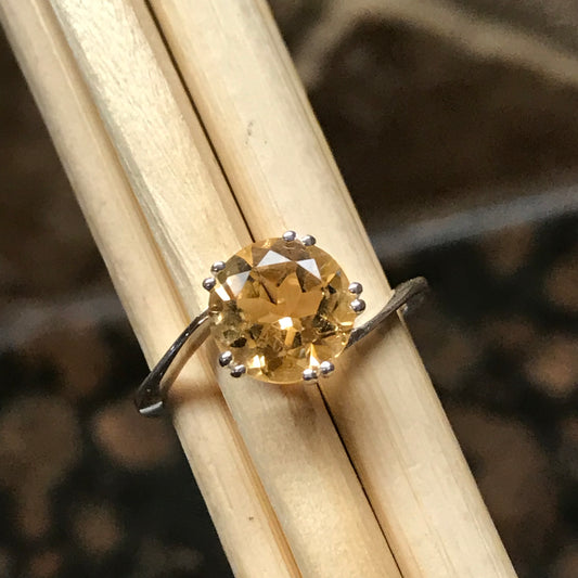 Natural 1.25ct Golden Citrine 925 Solid Sterling Silver Engagement Ring Size 6, 7, 8, 9 - Natural Rocks by Kala