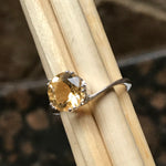Natural 1.25ct Golden Citrine 925 Solid Sterling Silver Engagement Ring Size 6, 7, 8, 9 - Natural Rocks by Kala
