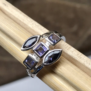 Natural 2ct Iolite 925 Solid Sterling Silver Ring Size 6, 7, 8, 9 - Natural Rocks by Kala